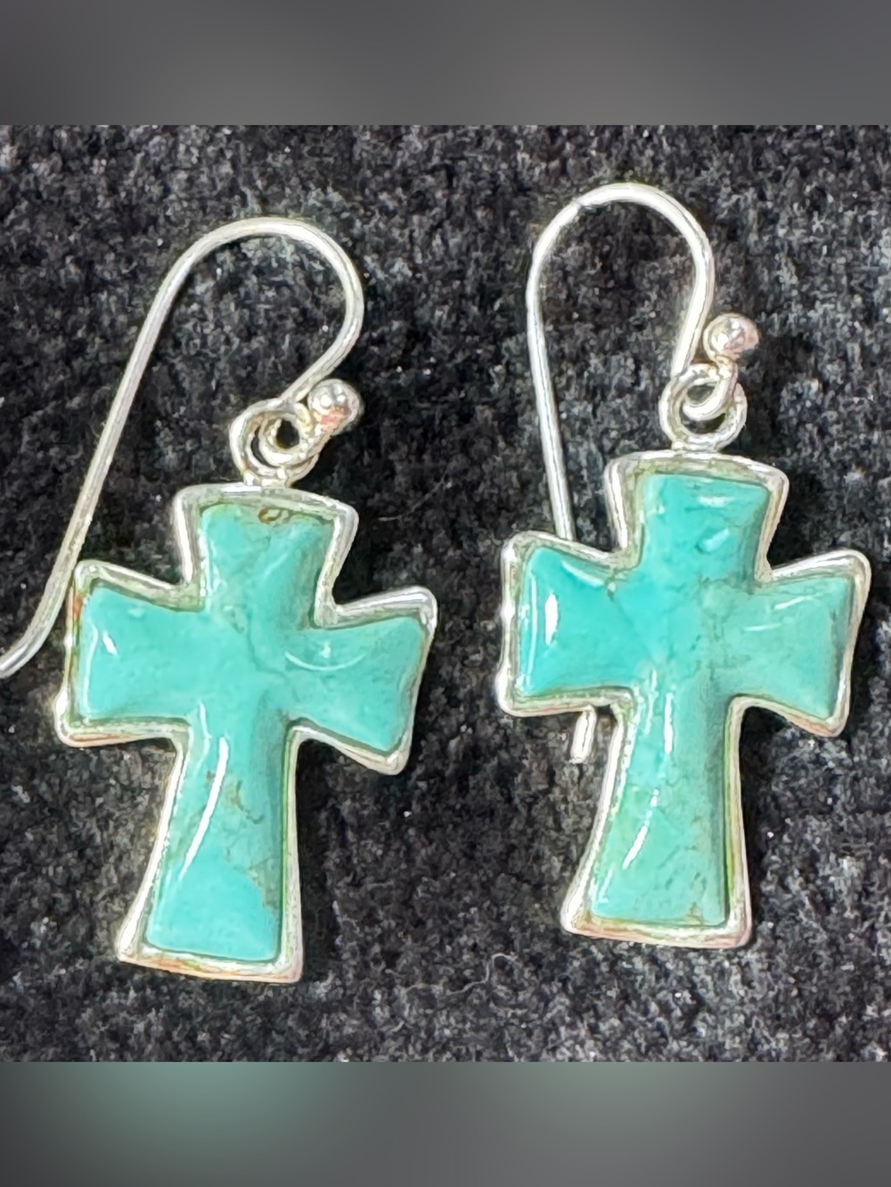 Studio Barse Turquoise Cross Drop Earrings - Sterling Silver